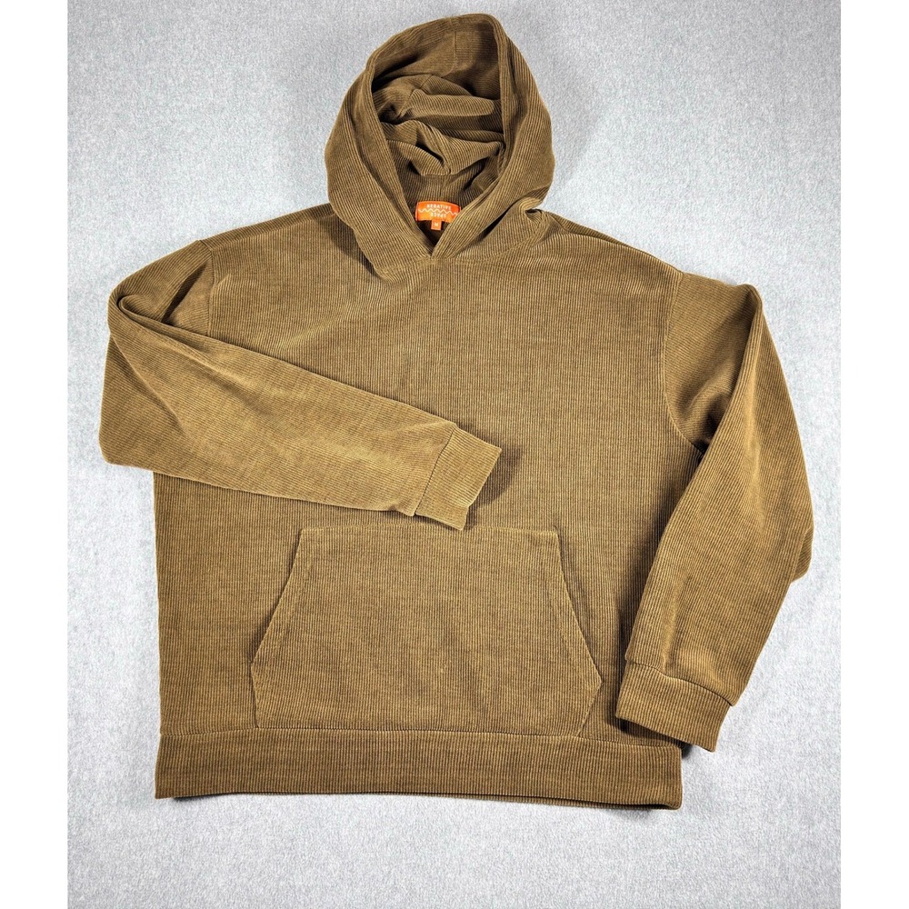 Negative Space Brown Waffle Knit Hoodie Sweater Mens M Brown‎
